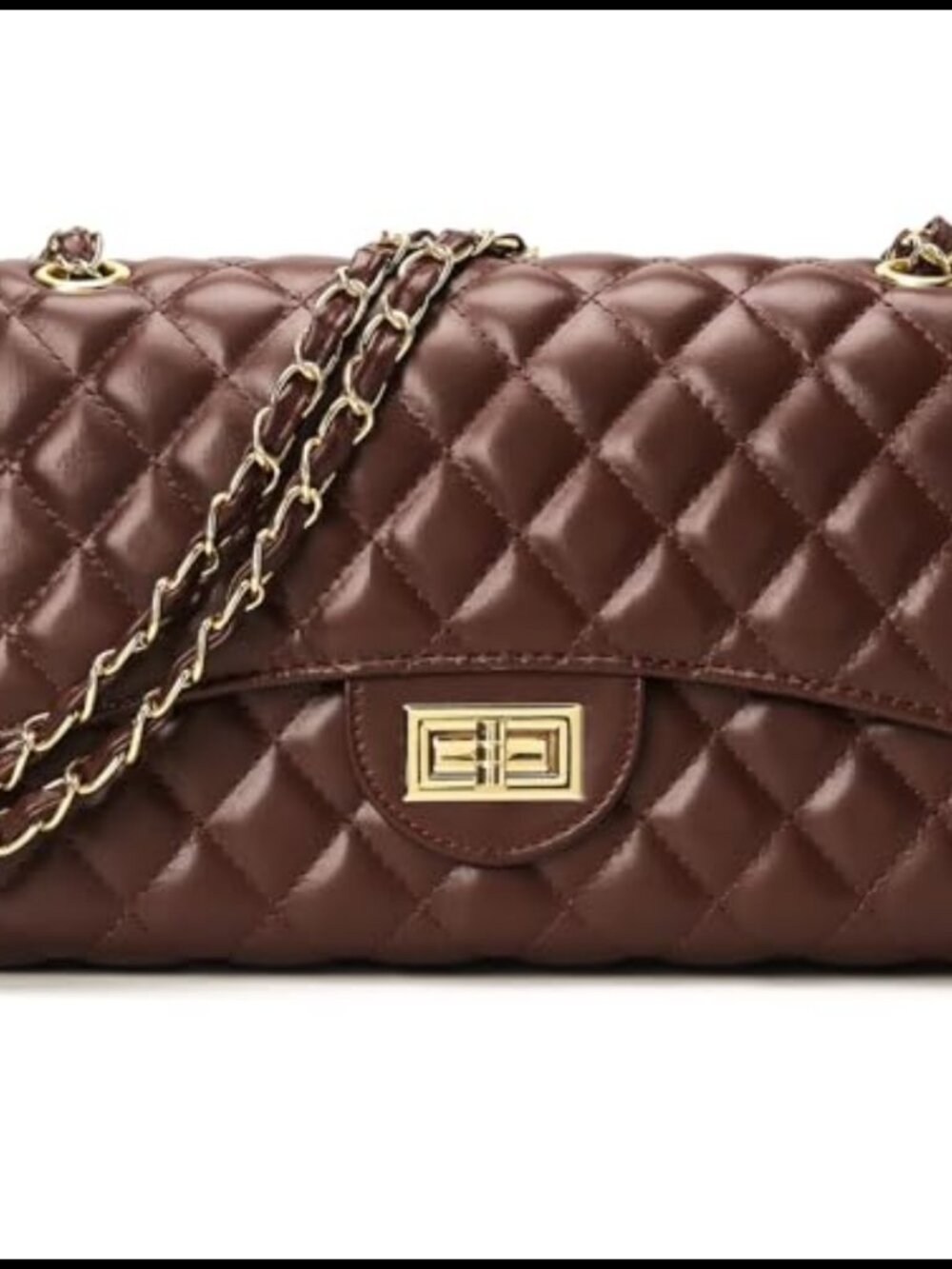 Quilted Leather Crossbody Bag Satchel with Chain Strap